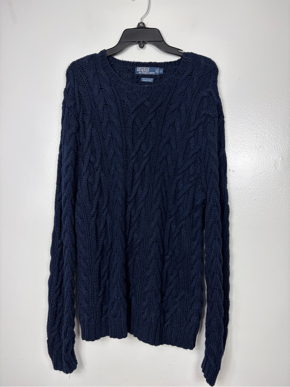 Vintage Polo by Ralph Lauren Navy Cable Knit Pima cotton Men’s Sweater - Picture 6 of 7